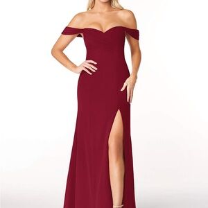 Azazie Caberbet Sheath Sweetheart Off-The-Shoulder Mesh Convertible Dress